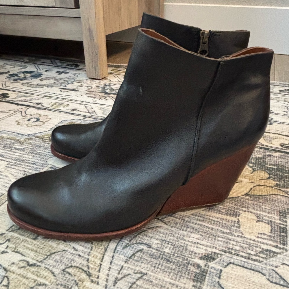 Kork-Ease Natalya Leather Wedge Booties